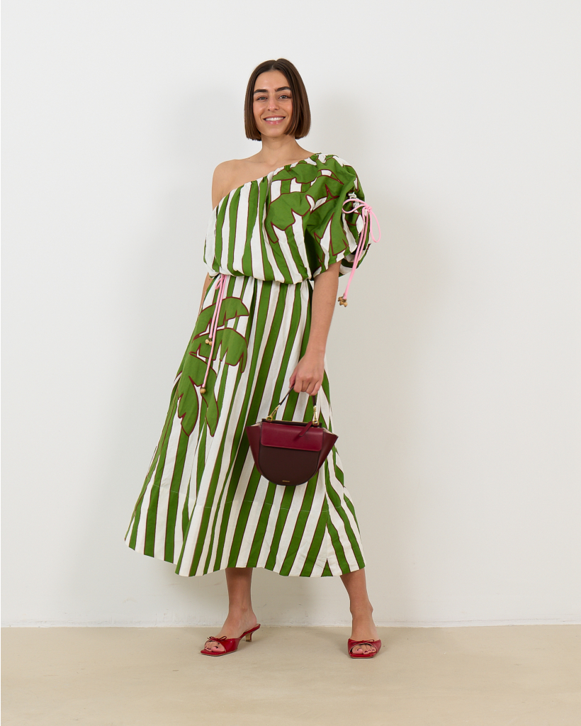 One-shoulder Midi Jurk Off-White