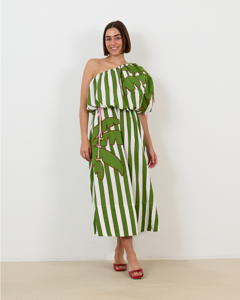 One-shoulder Midi Jurk Off-White