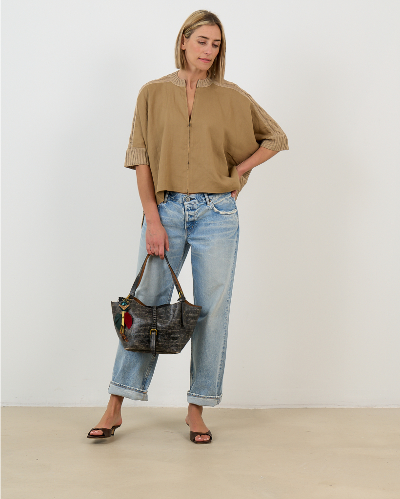 Meresia Vest Driekwart Mouw Camel