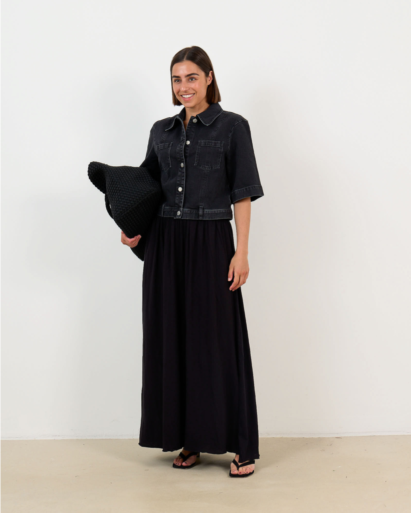 Gemêleerde Maxi Rok Zwart