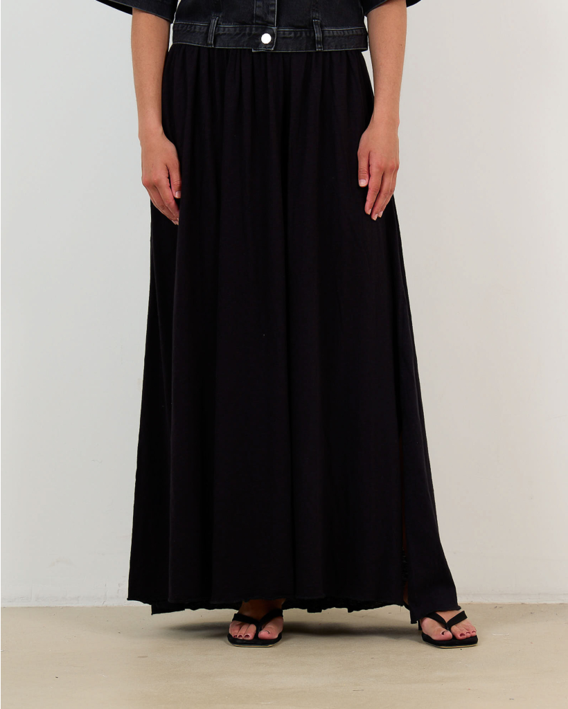 Gemêleerde Maxi Rok Zwart
