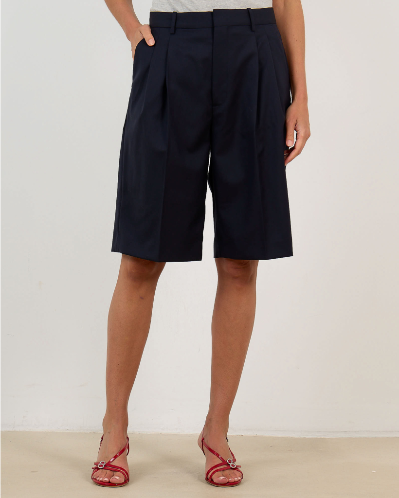 Pleated Short Dark Navy
