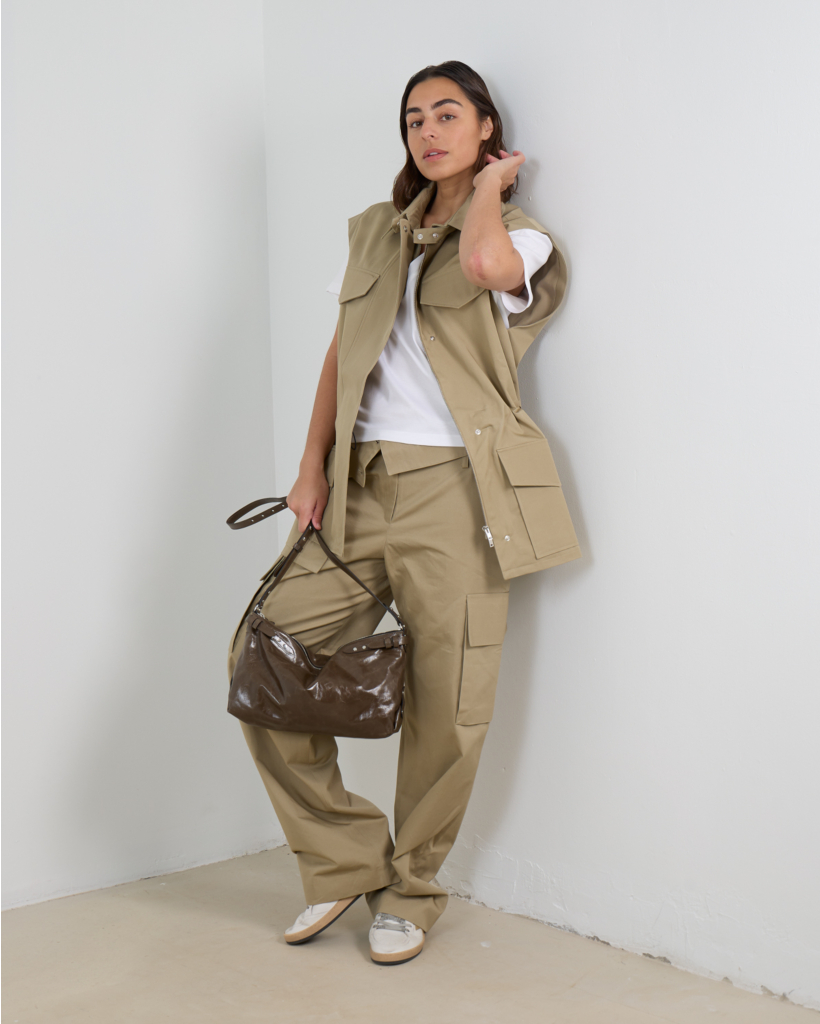 Celiane Getailleerd V-hals T-shirt  Wit  