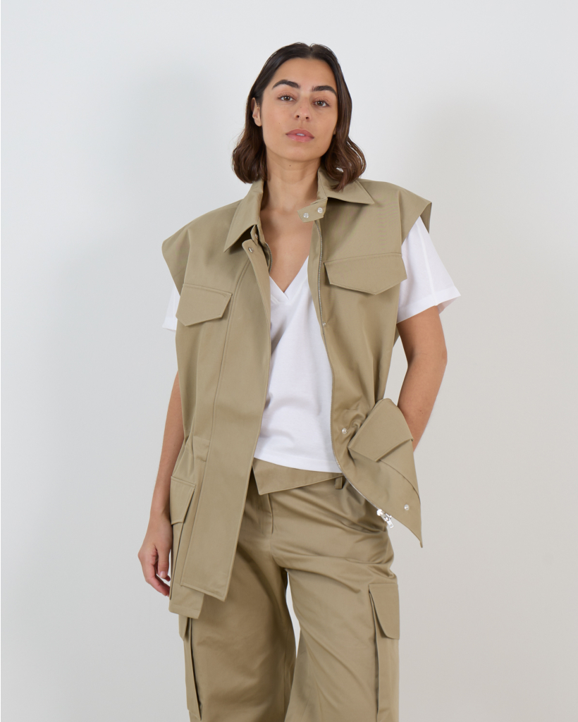 Iziel Lang Gilet Zand