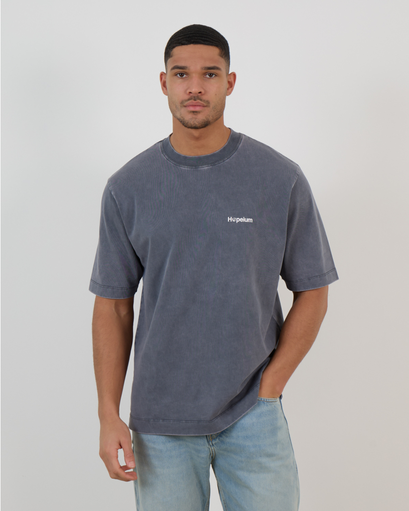 Faded T-shirt met Print Grijs