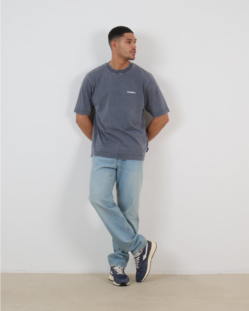 Faded T-shirt met Print Grijs