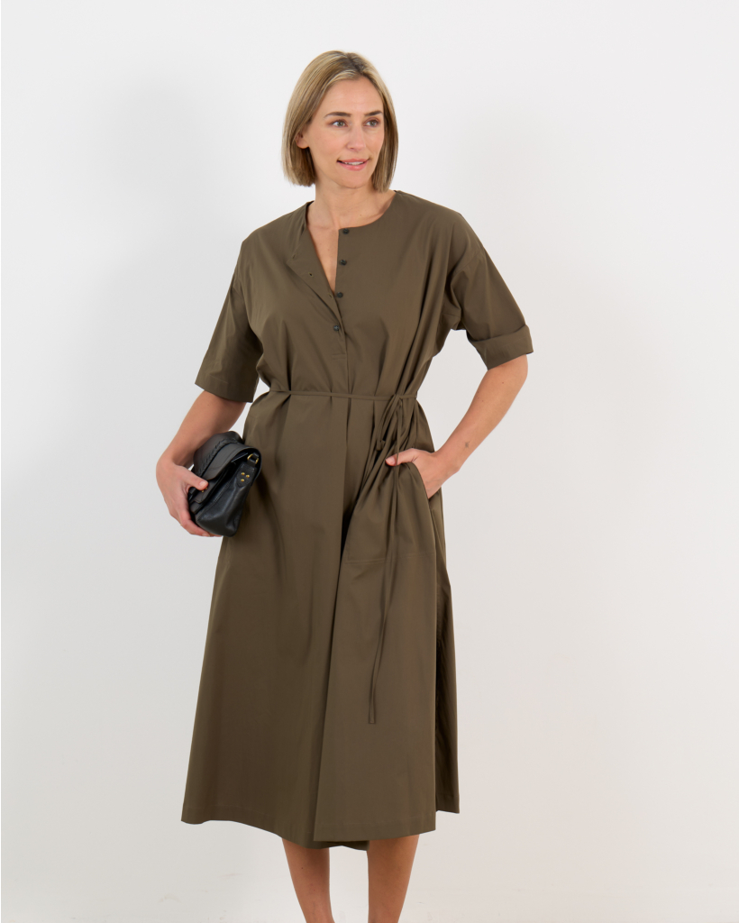 Jurk Poplin Katoen met stretch Groen