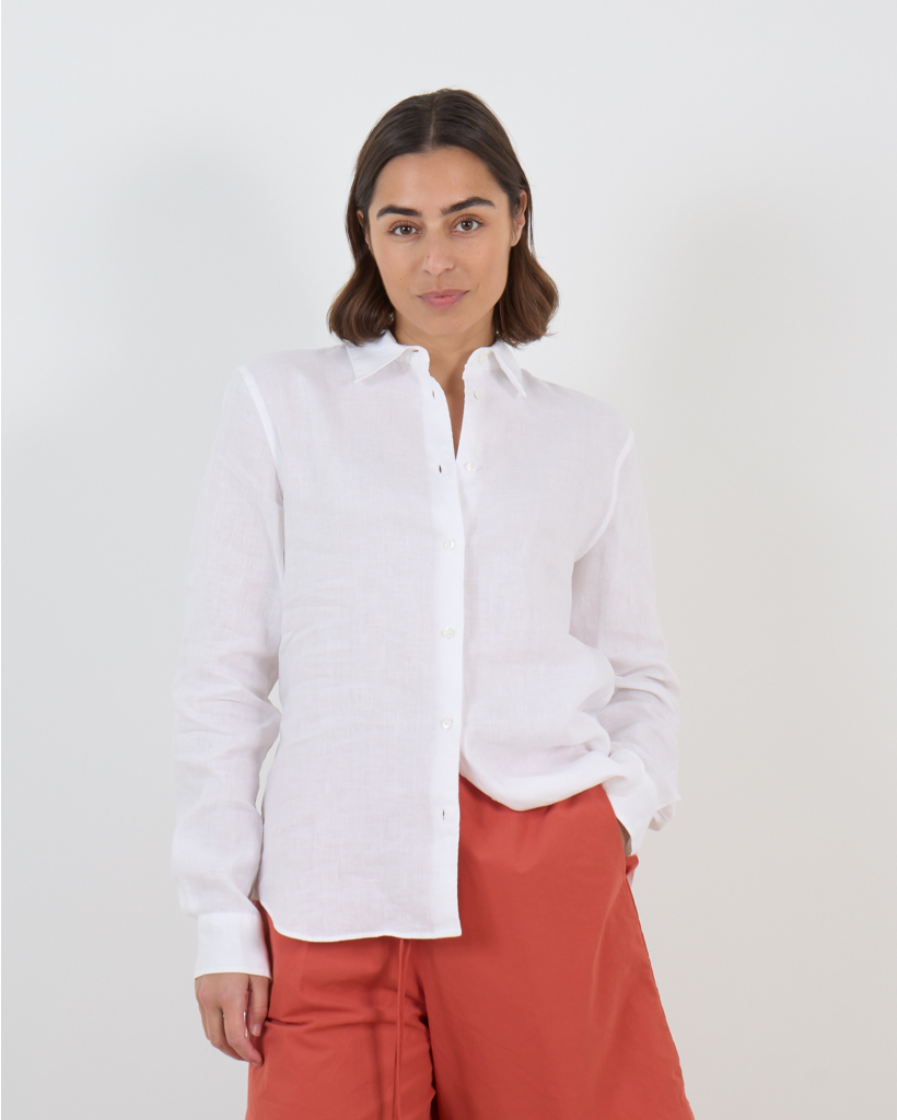 Linnen Blouse Laneg Mouw Wit