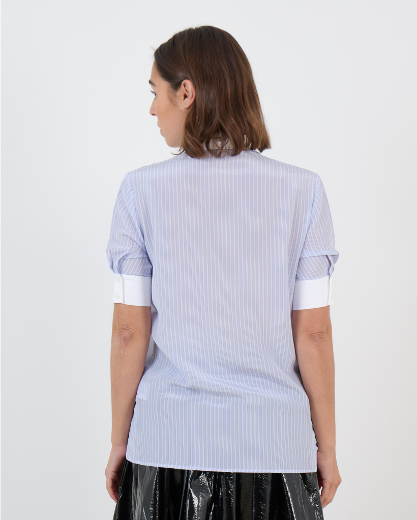 Brooklyn Blouse Korte Mouw Gestreept Blauw 