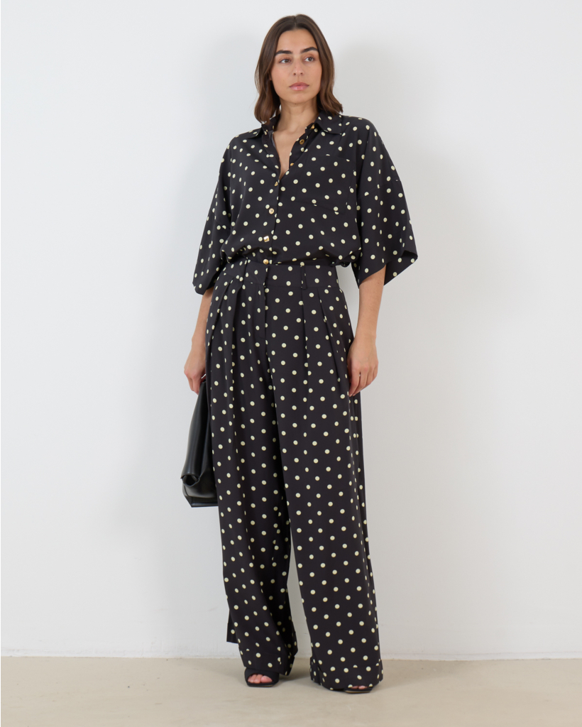 Mila Pantalon Zwart Stippen