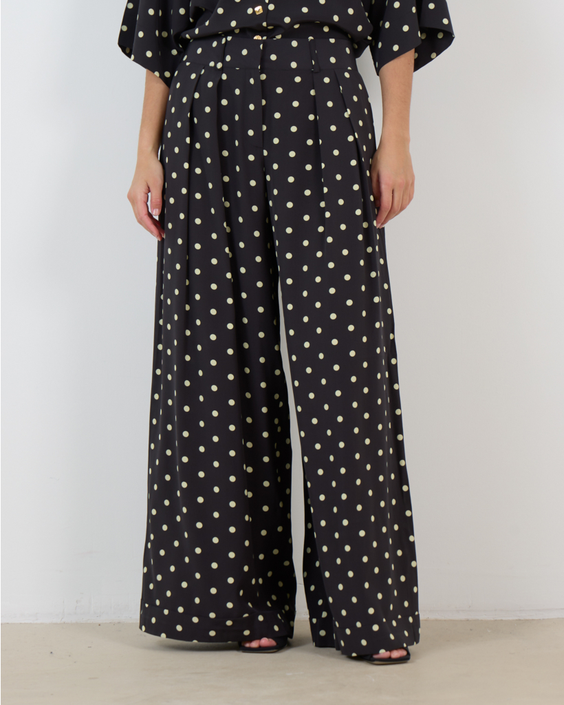 Mila Pantalon Zwart Stippen