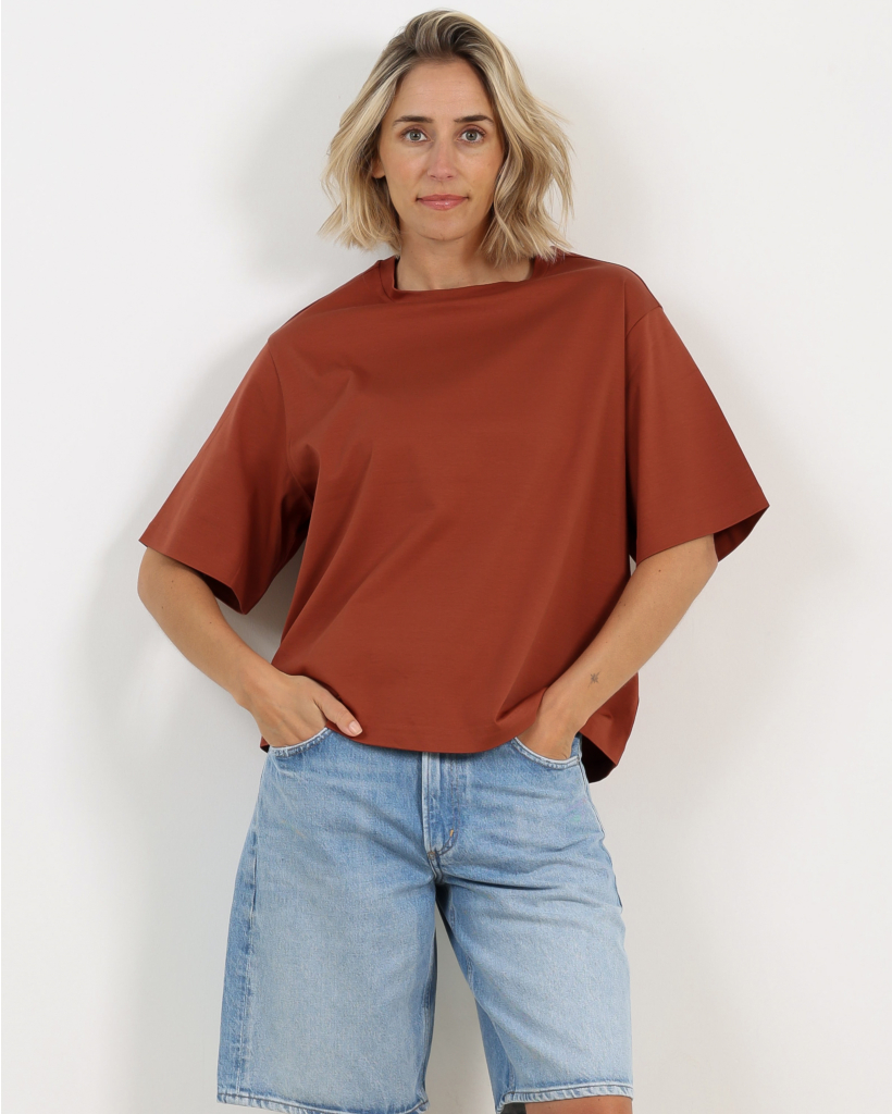 Pinara Boxy T-shirt van Puur Katoen Rood