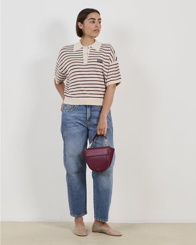 Gestreepte Knit Polo Oatmeal Comb