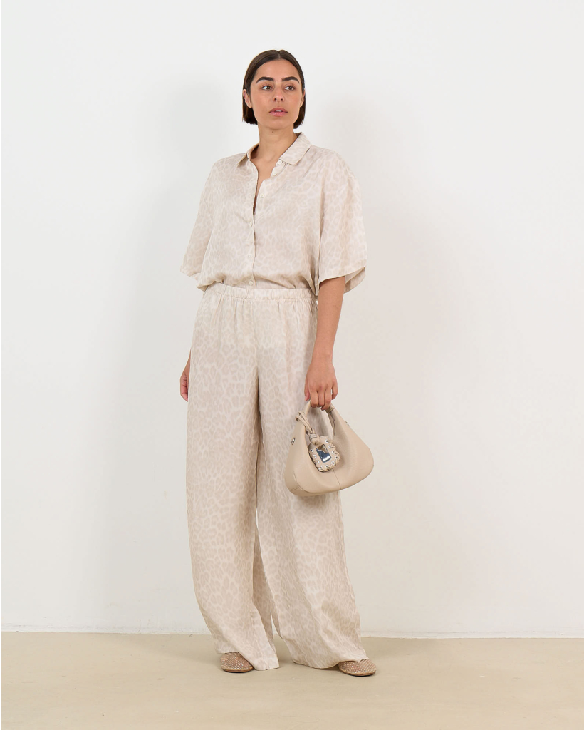 Coco Leopard Blouse Washed White