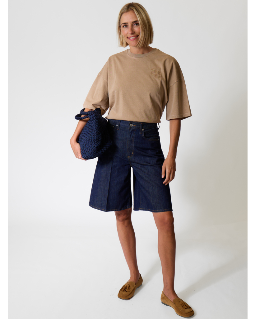 Eloise Boxy T-shirt met Print Beige