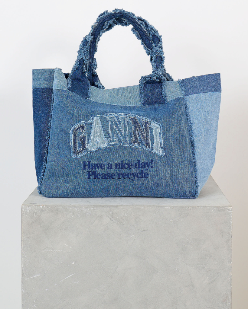 Patchwork Tas met Logo Mid Blue Vintage