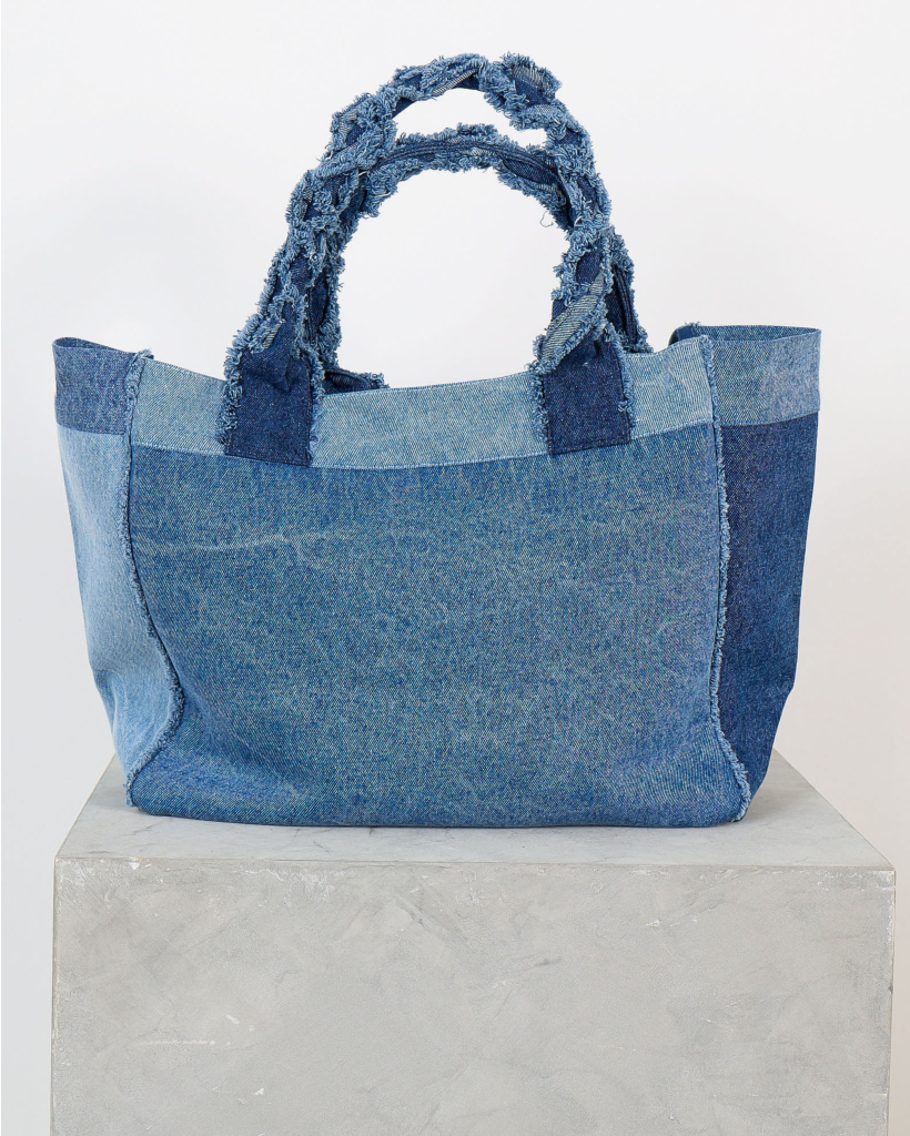 Patchwork Tas met Logo Mid Blue Vintage