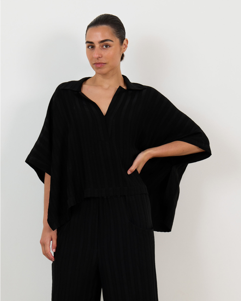 Vally Blouse Met Streeppatroon Zwart