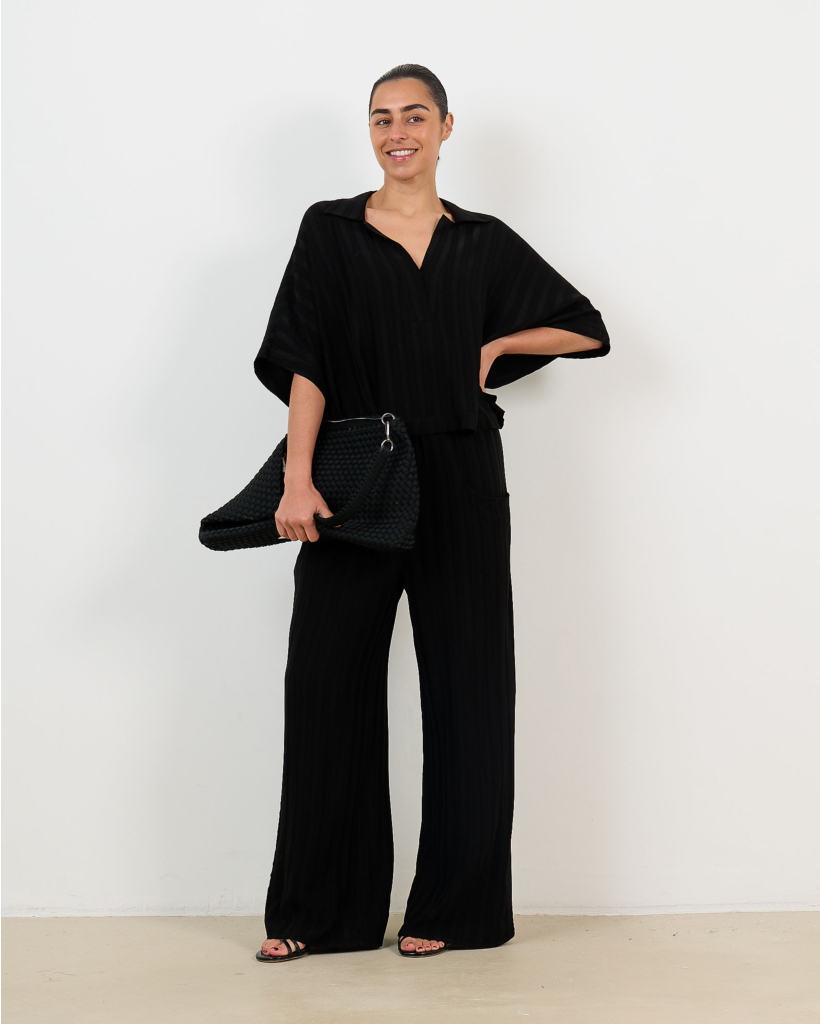 Vally Blouse Met Streeppatroon Zwart