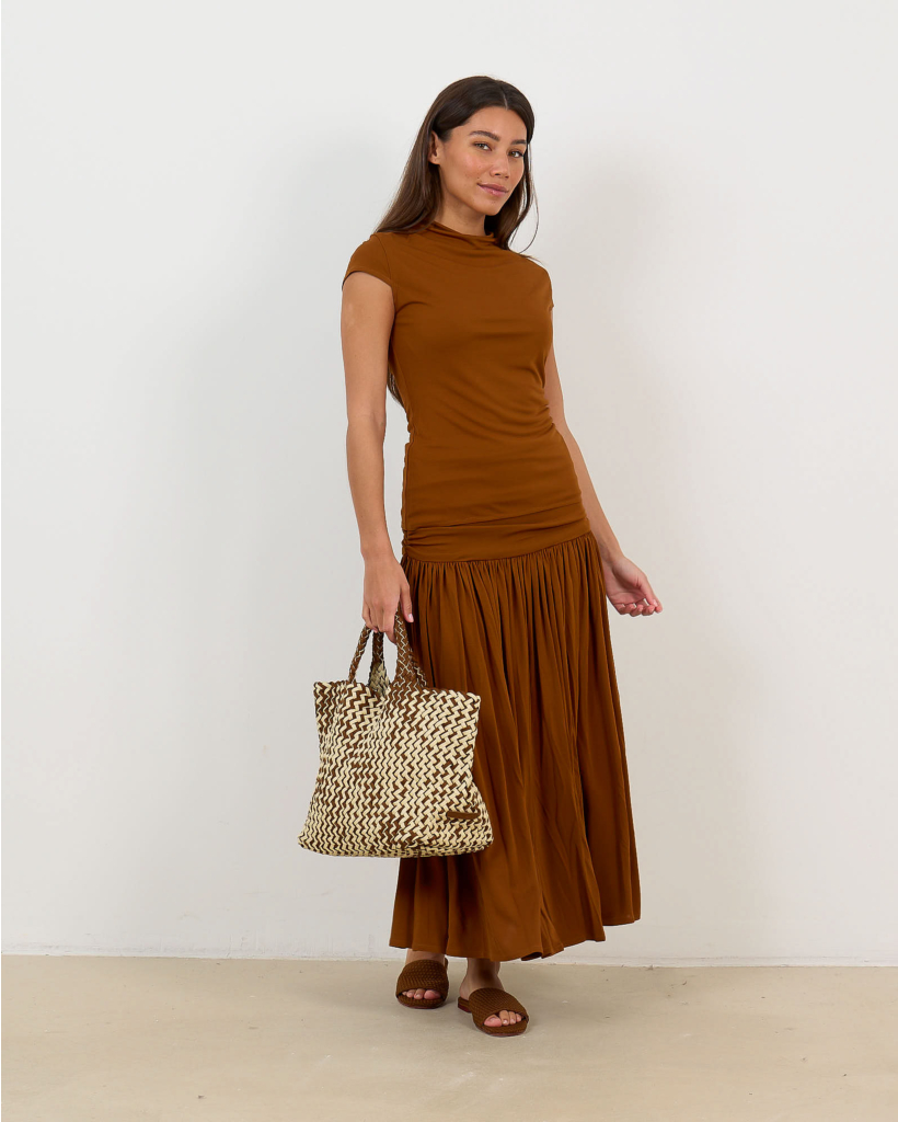 St.Barths Medium Tote Double Weave Caramel