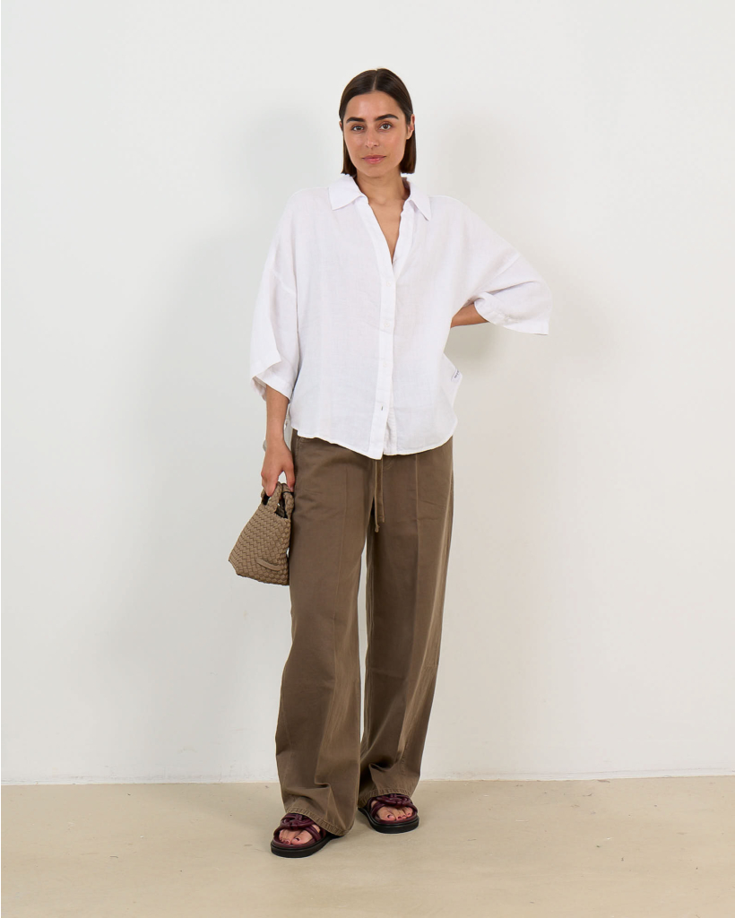 Linnen Blouse met Driekwart Mouw Wit