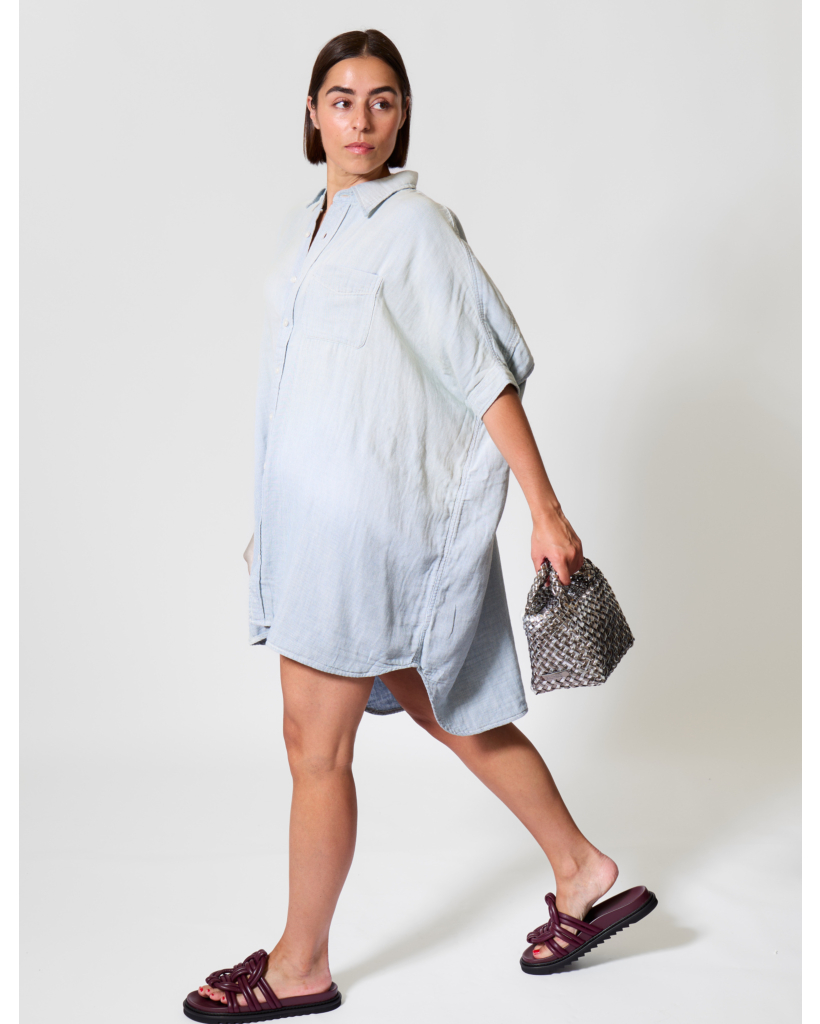 Gestreepte Denim Blousejurk Double Cloud