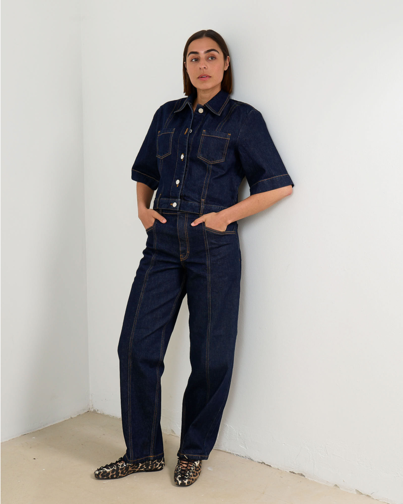 NO 05 Korte Mouw Denim Jack Donkerblauw