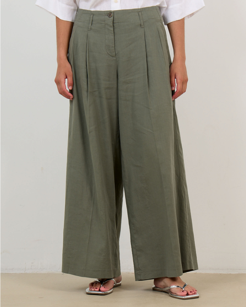 Addison Cropped Linnen Broek Mermaid Green