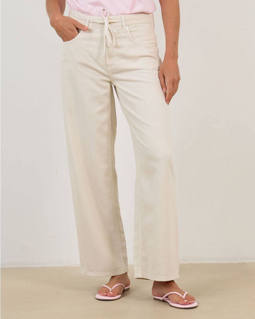 Baggy Jeans met Trekkoord Beige