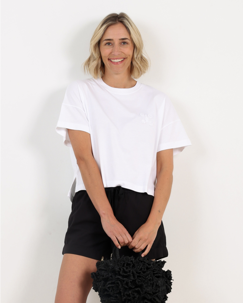 Cropped T-shirt met Logo Wit