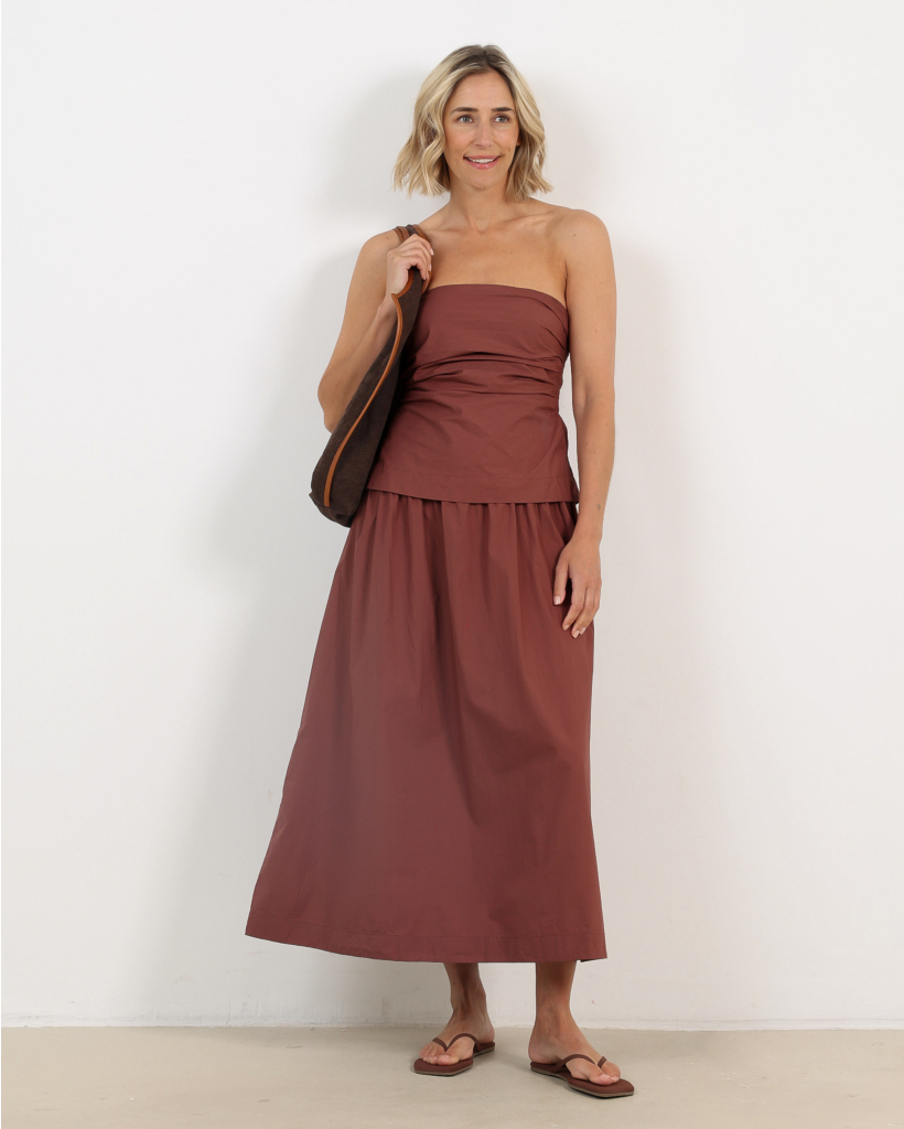 Ciara Bandeau Jurk Adobe Brown