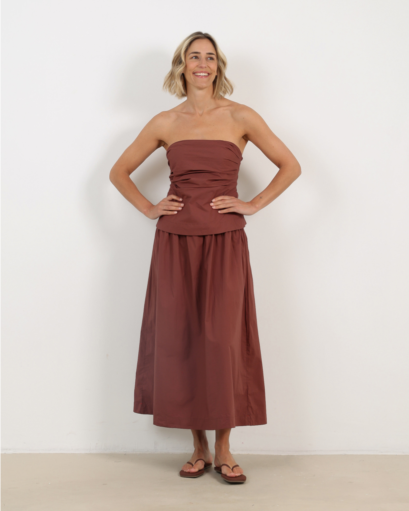 Ciara Bandeau Jurk Adobe Brown