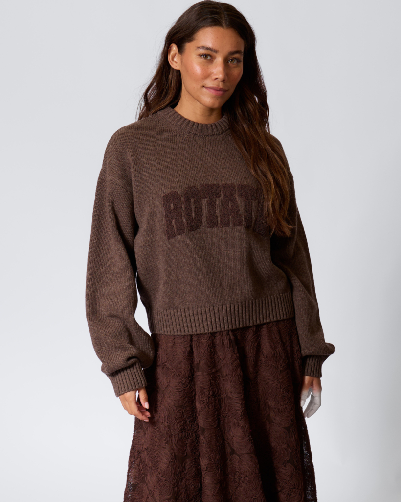 Wollen Crewneck Sweater met Logo Cocoa Brown
