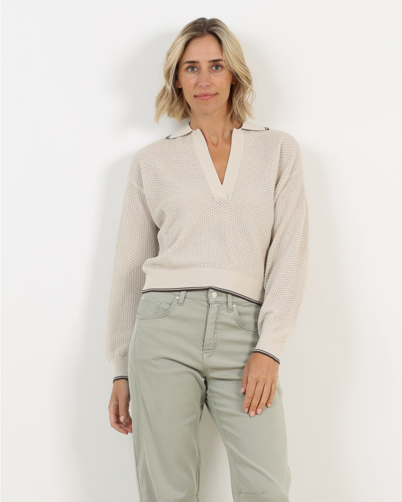 Jorgia Gebreide Longsleeve Champagne