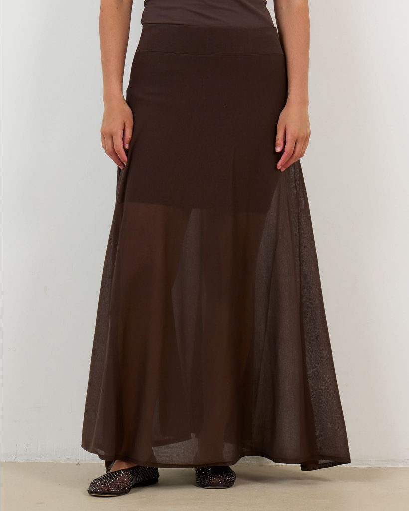 Tensya 2 Gebreide Maxi Rok Bruin