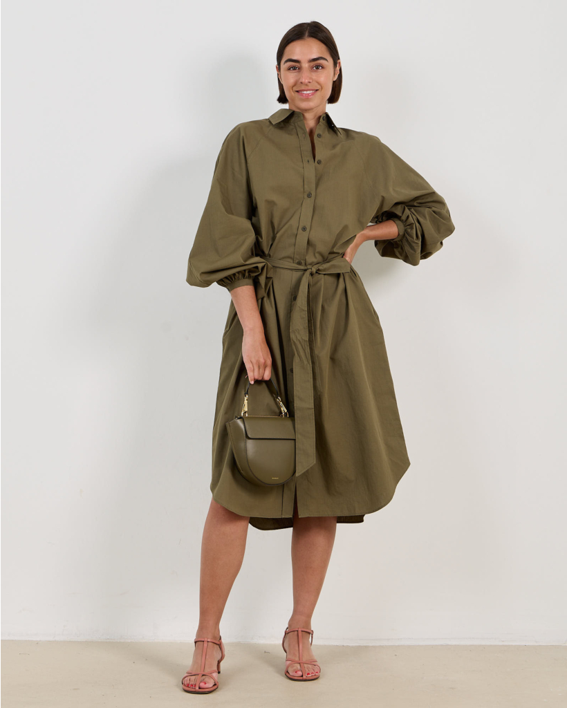 Midi Blouse-jurk met Ceintuur Cipresse Green