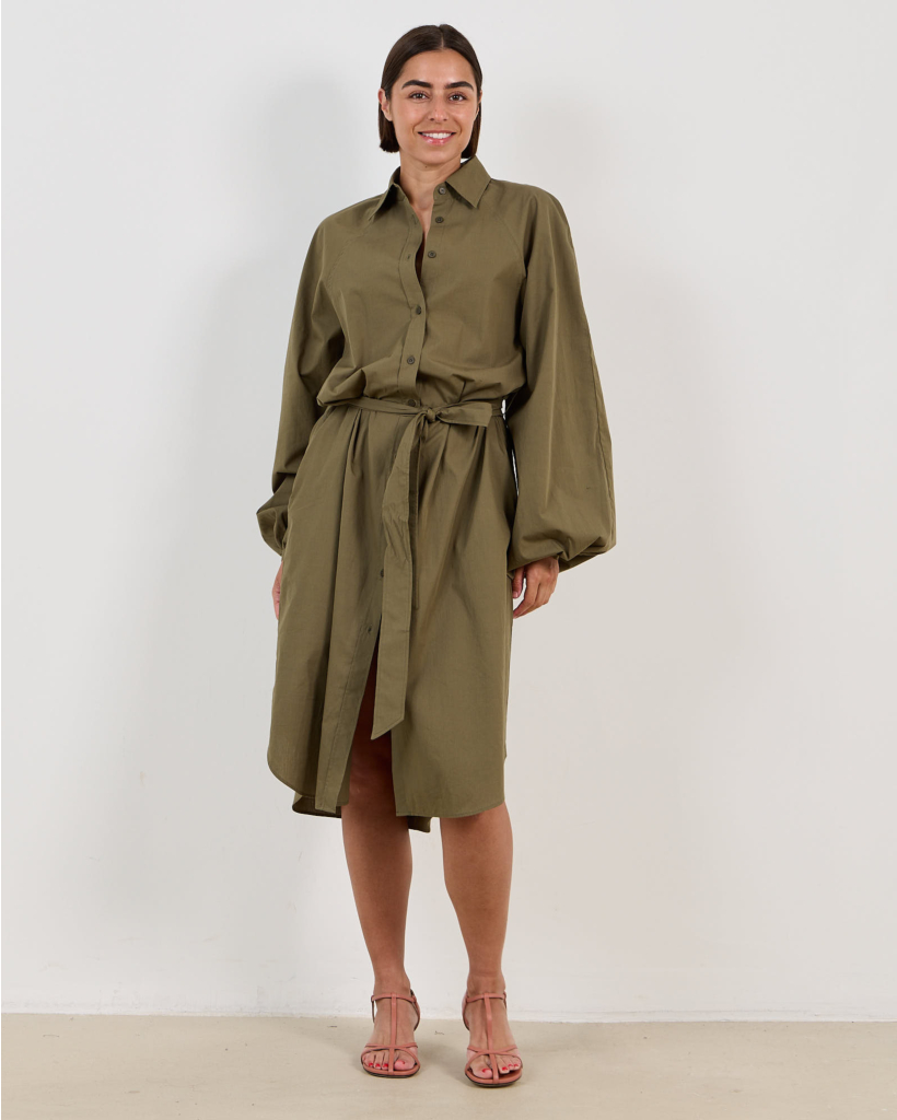 Midi Blouse-jurk met Ceintuur Cipresse Green