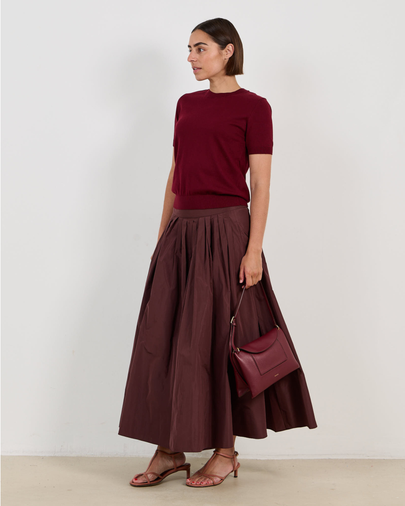 Smmromina Pleated Midi Rok Bordeaux