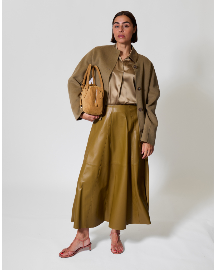 Korte Mouwen Satijnen Blouse Salie