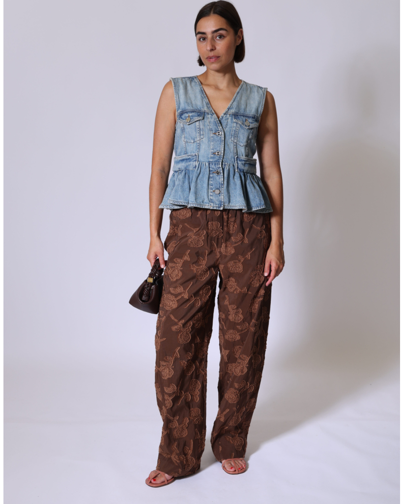 Mouwloos Denim Peplum Vest Lichtblauw 