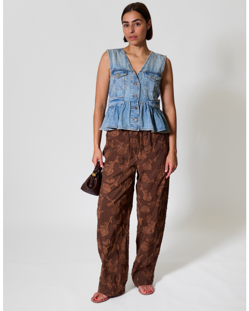 Mouwloos Denim Peplum Vest Lichtblauw 