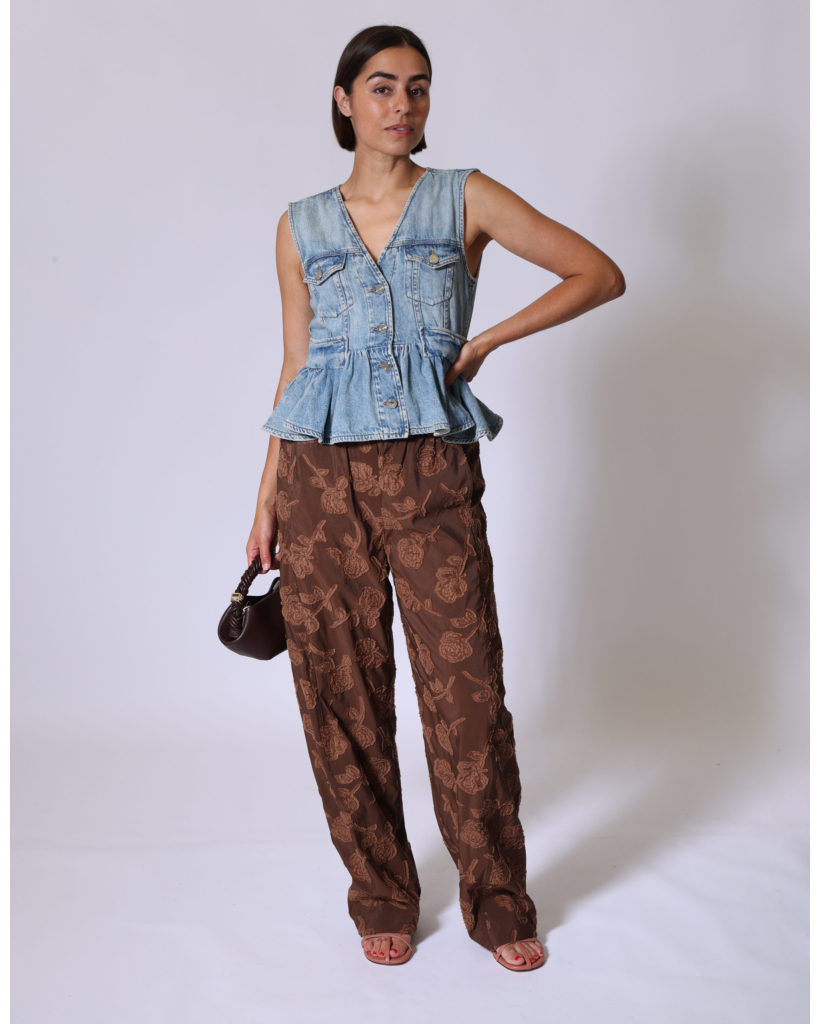 Bloemenprint Pantalon Cocoa Brown