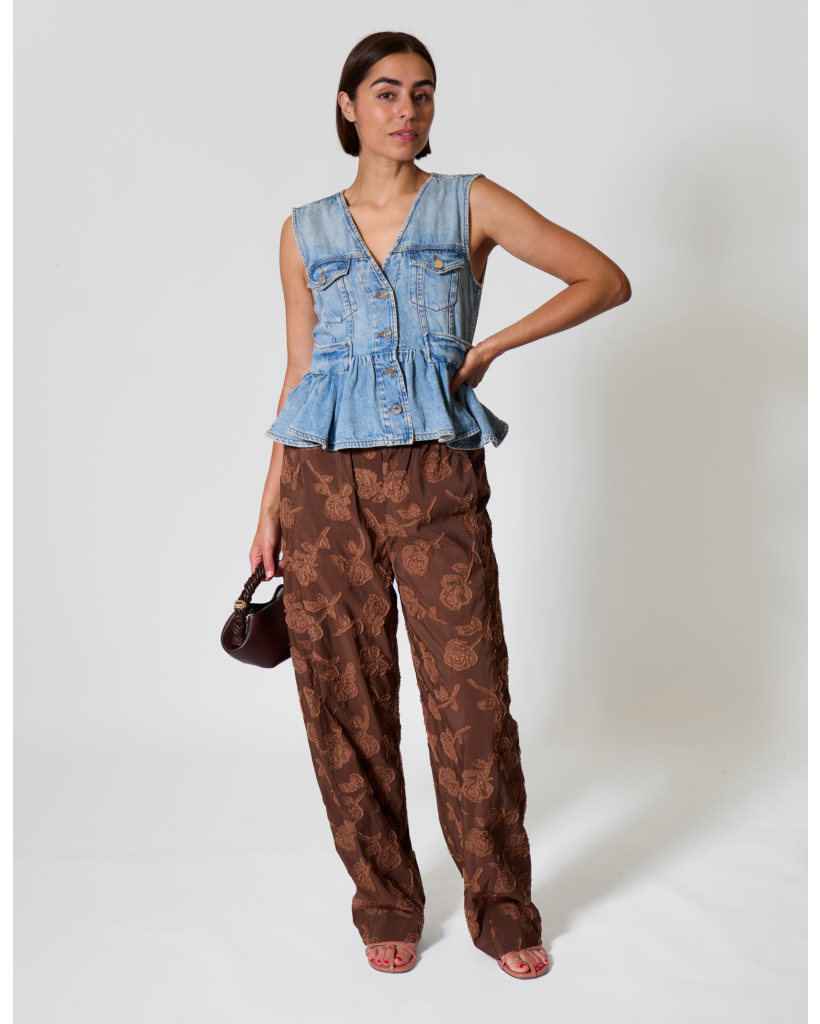 Bloemenprint Pantalon Cocoa Brown