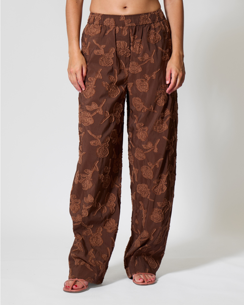 Bloemenprint Pantalon Cocoa Brown