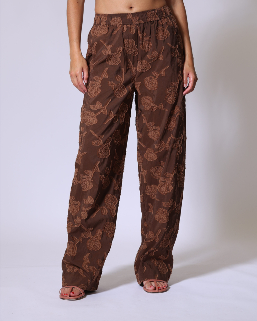Bloemenprint Pantalon Cocoa Brown