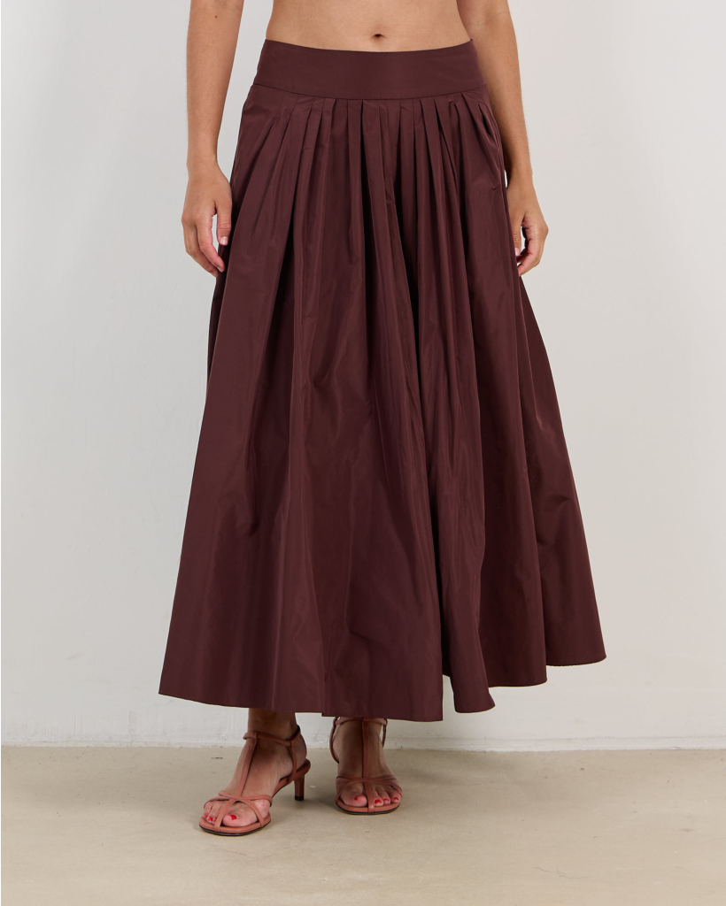 Smmromina Pleated Midi Rok Bordeaux