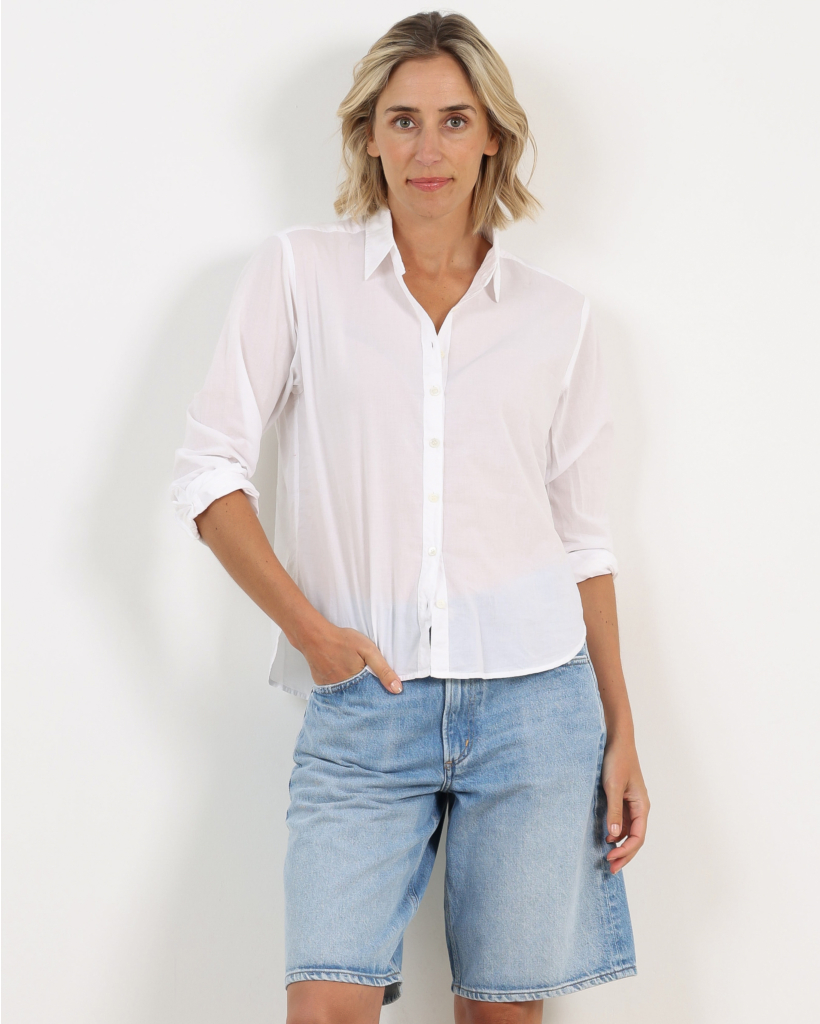 Bowie Washed Poplin Blouse Wit