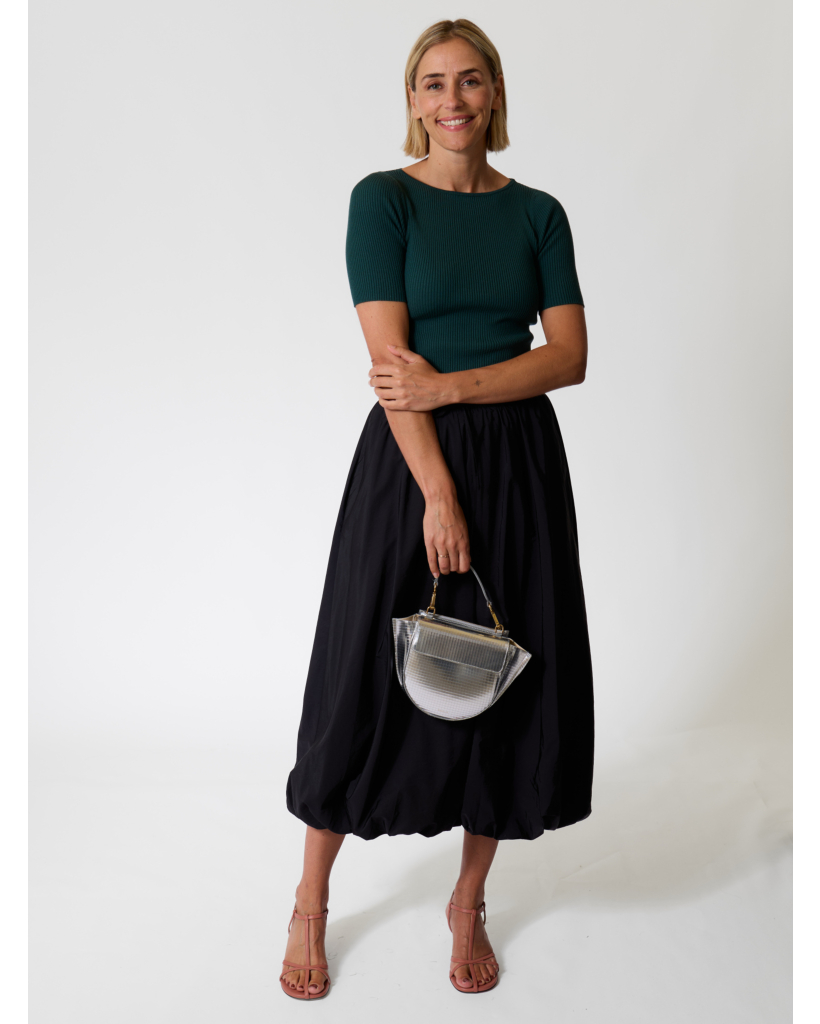 Ciurma Midi Waterafstotende Canvas Rok Zwart