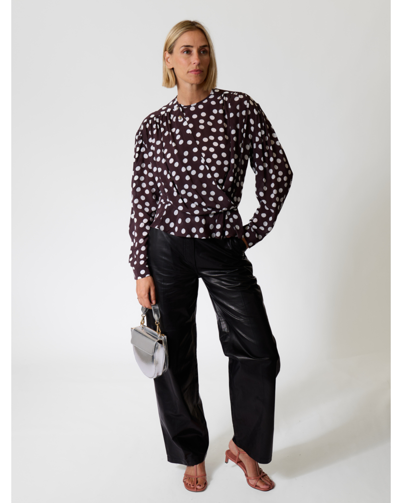 Dotta Polkadot Blouse Bruin/Wit