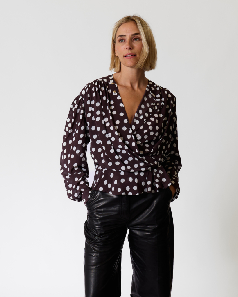 Dotta Polkadot Blouse Bruin/Wit